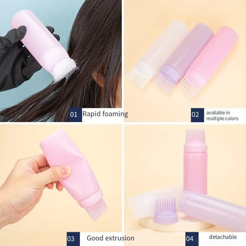 Hair Oil Applicator Bottle Hair Dye Applicator Bottle Hair Dyeing Bottle Hair Dye Bottle Shampoo Bottle Graduated Comb Teeth Salon Treatment Oil Perm Dye Paste Color Plastic Dry Cleaning