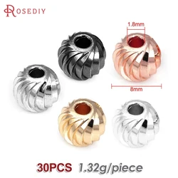 Silver Brass Round Ball Spacer Beads for Jewelry Making - Assorted Sizes (8MM 30PCS)