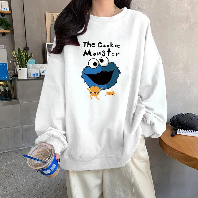 Woman Cartoon Print Sweatshirt Harajuku Aesthetic Clothes Plus Size Women Sweatshirts Loose Body O Neck Vintage 2023 Pullovers