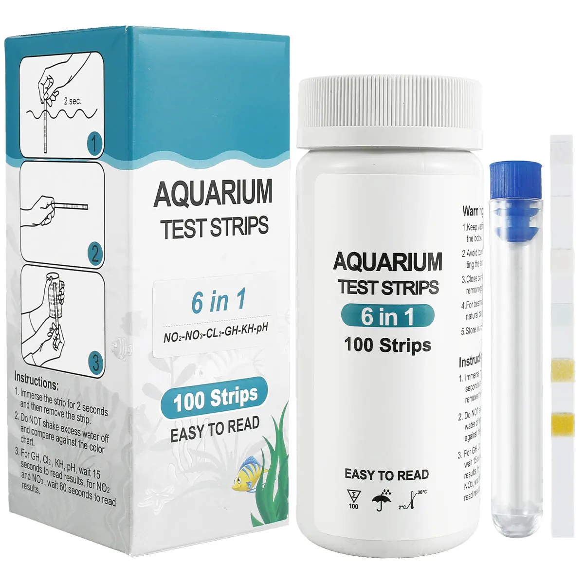 7-IN-1 Aquarium Test Strips Fish Tank Test Kit Freshwater Saltwater Aquarium Water For Fish Tank Pool nitrate