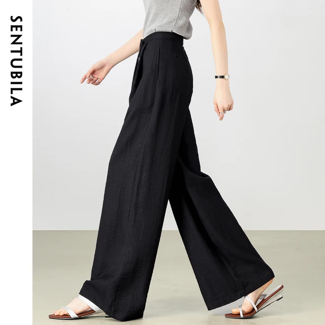 SENTUBILA Baggy Linen Pleated Pants Woman Wide-leg Summer Trousers 2026 New Products Workwear Fashion Women's Clothing W52KD0145 2