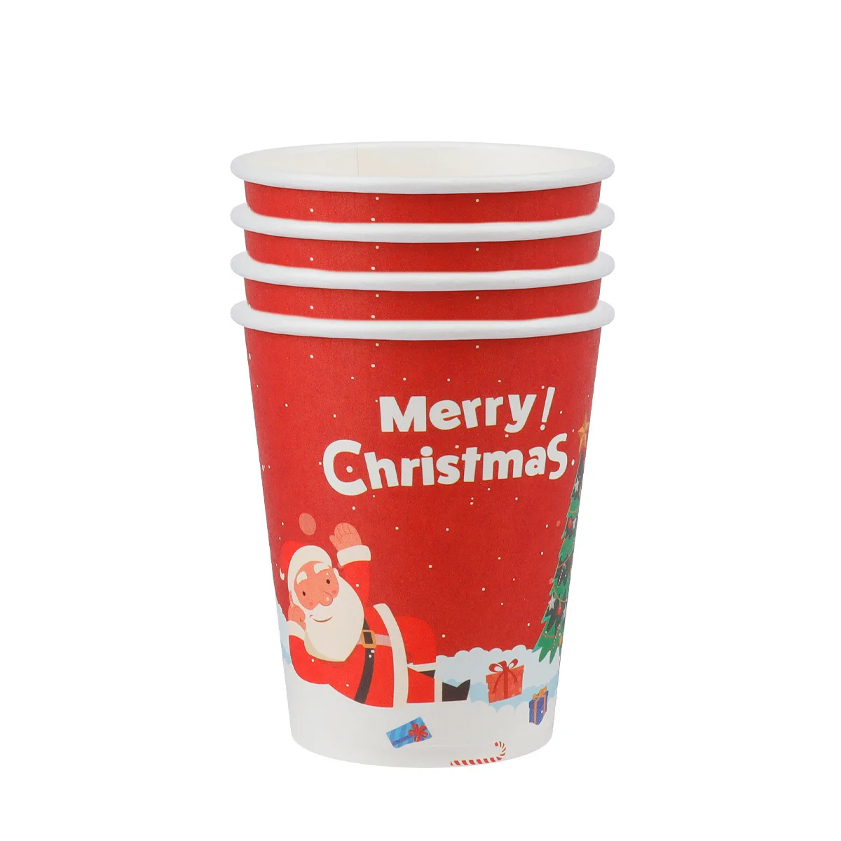 Mecup Lot De 500 Verres Jetables Biodégradables En Papier De Noël, 200 Ml, Jetables Pour Boissons Chaudes Et Froides, Fantaisie De Noël