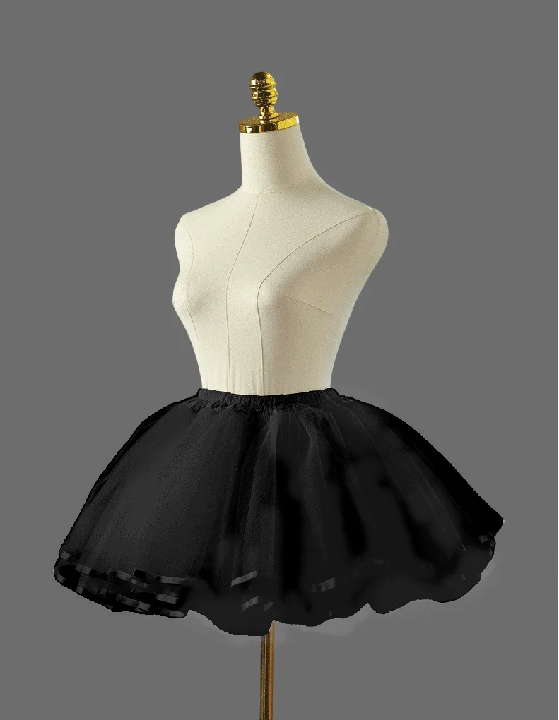 White Black Lolita Cute Boneless Puffy Skirt Cosplay Underskirt Women Petticoats Tutu Dress