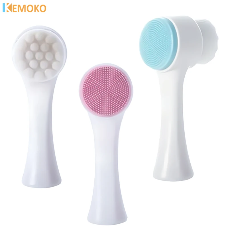 Silicone Face Cleansing Brush Facial Cleanser Double-Sided Blackhead Removal Pore Cleaner Face Scrub Exfoliator Skin Care Tool 1pcs bathing gloves shower spa exfoliator two sided bath glove body cleaning scrub mitt rub dead skin removal bathroom products