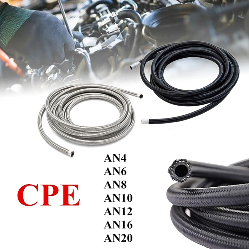 Aço de Nylon Trançado Mangueira do Freio do Radiador Mangueira Universal do Combustível do Carro Linha do Óleo e Gás Tubulação do Cpe An4 An6 An8 An10 An12 An16 An20 m a 10m