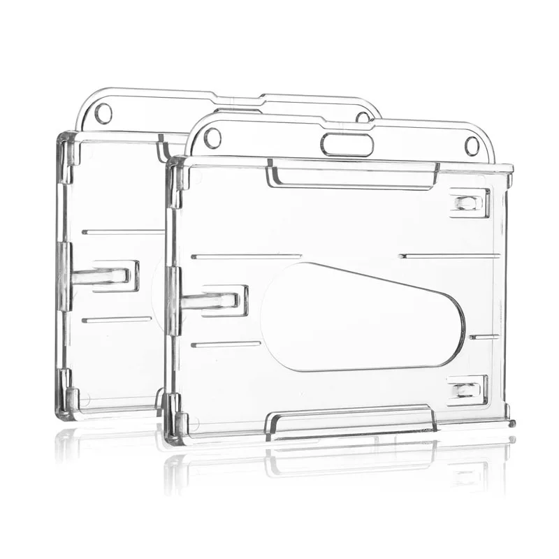 양면 하드 플라스틱 배지 작업 ID 카드 홀더 수평 및 수직 투명 보호 케이스 커버, 사무실 학교 용품 