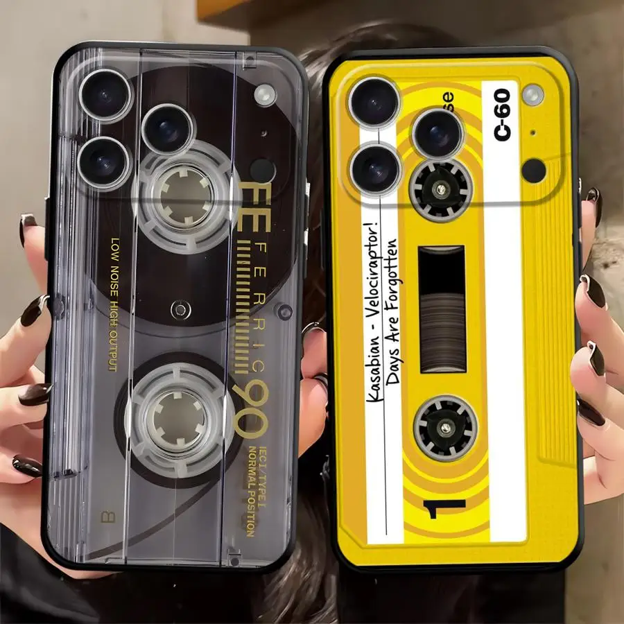 Vintage Cassette Tape Soft Phone Cover - Black