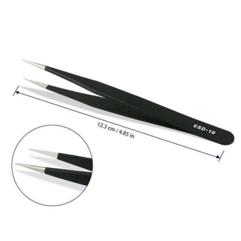 Premium Stainless Steel Anti Static Tweezers Kit 6pcs Maintenance Tool Set for Precision Work and Jewelry Making
