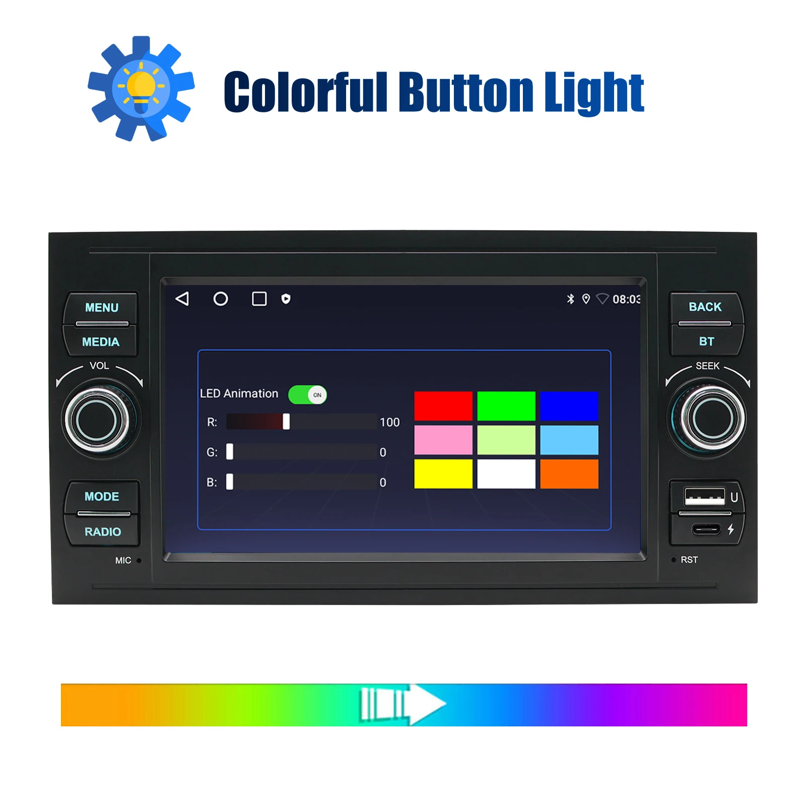 ESSGOO Android 15 IPS Touchscreen Display 7 Zoll USB Für Ford Focus MK2 Transit MK7 Kuga MK1 Autoradio FM GPS Navigation WIFI Lenkradfernbedienung RDS Apple CarPlay Android Auto Drahtlos BT ASP Sound Spiegel Link – Detail 7