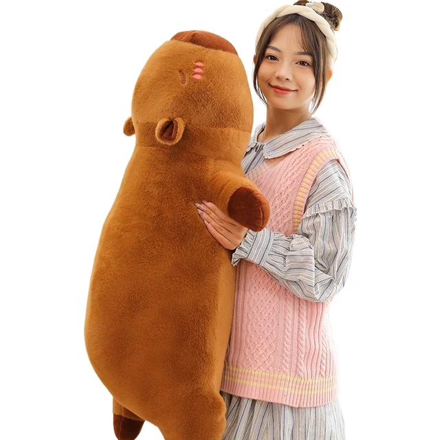 Kawaii Capybara Plush Toy Stuffed Capibara Fluffy Doll Long Sleep Soft Pillow Sofa Cushion Nap Sleeping Toys for School  Xmas