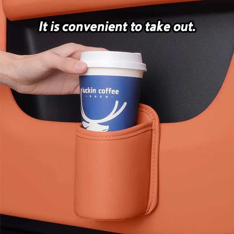 1pc Faux Leather Car Cup Holder,Vehicle Water Cup Clip,Multifunctional Storage Box,Car Organizer Box,Used for Organizing