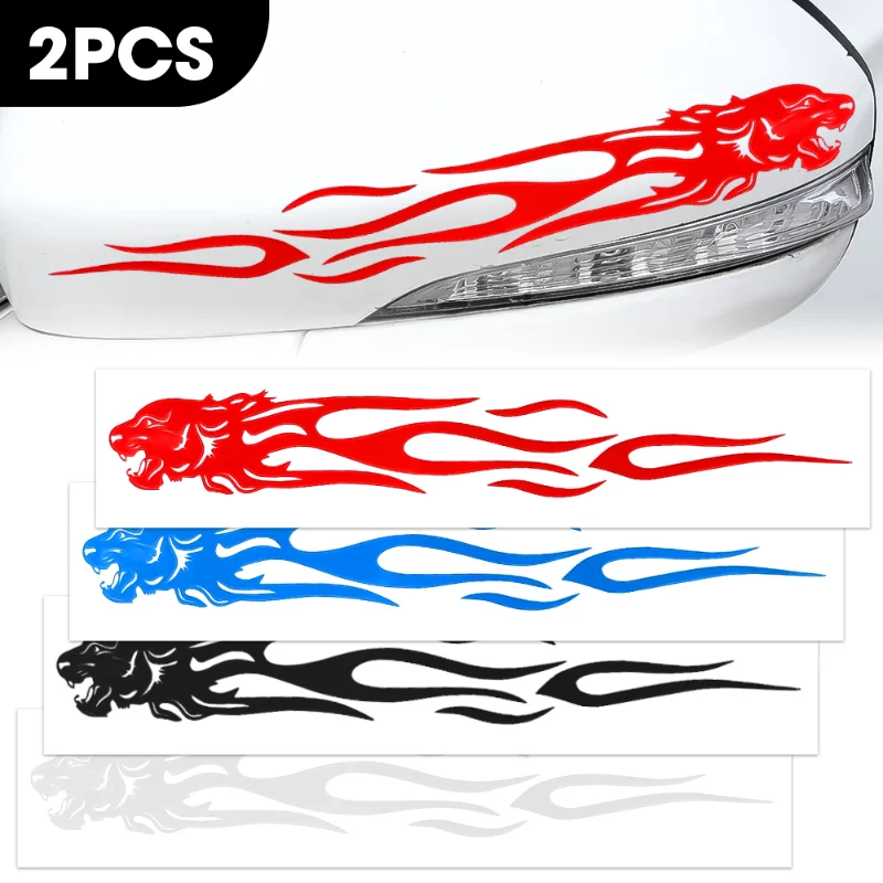 

2pcs Tiger Flame Totem Car Rearview Mirror Stickers Decor Burn Tiger Creative Vinyl Decals Auto Styling Body Waterproof Sticker