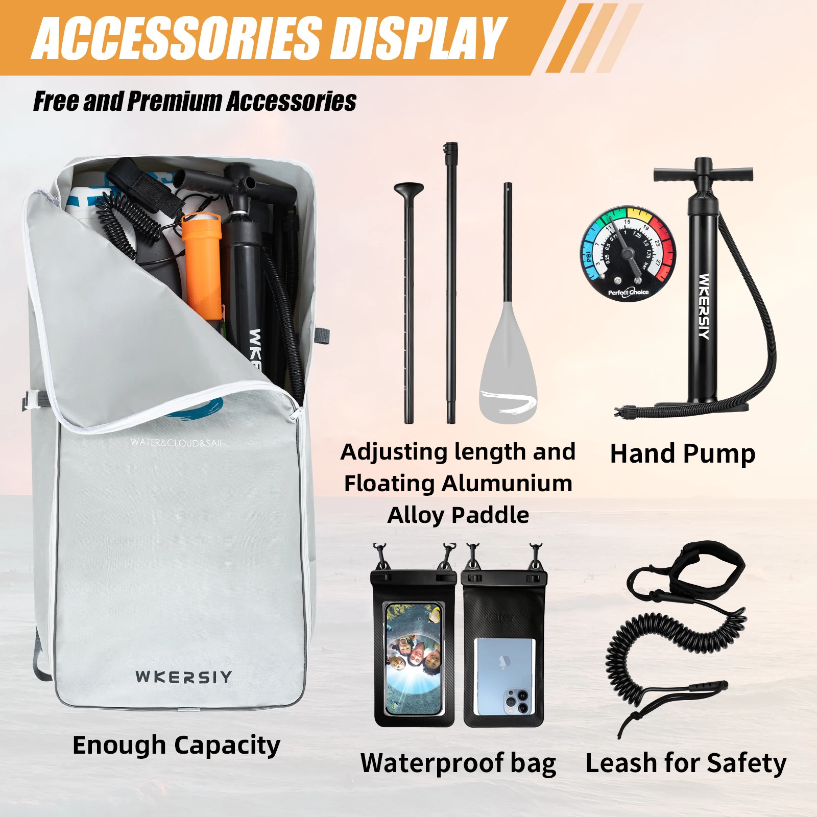 3.2M Inflatable Stand Up Paddle Board SUP Board with Removable Fin for Adults/ Kids