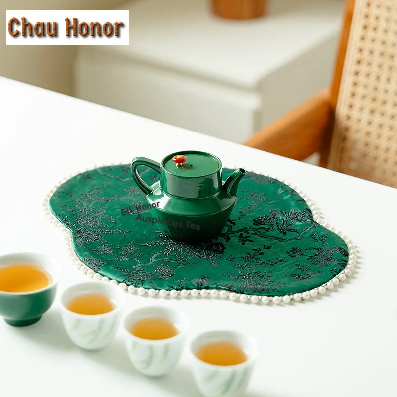 Emerald Green Ceramic Tea Set Complete Set Zen Tea Ceremony Set Household Tea Soaking Teapot and Tea Cup Set Cafes Ornaments