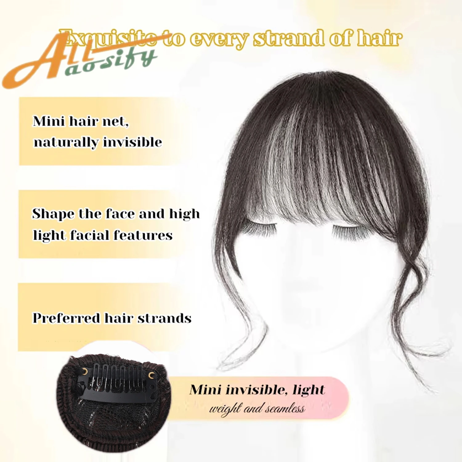 Synthetic Hair Clip In Double sideburns dragon whiskers bangs Invisible Front Fringes Clip in Hair Air Fake Hair Bangs For Girl