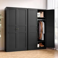 Metal Armoire Wardrobe Closet with 2 Doors 72'' Wardrobe Cabinet with Hanging Rail Metal Closet with Adjustable Shelves for Bedr 1