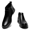 Fashion Brogue Chelsea Men Boots Classical Style Leather Ankle Boots Genuine Leather Mens Winter Plush Snow Botas Walking Shoes
