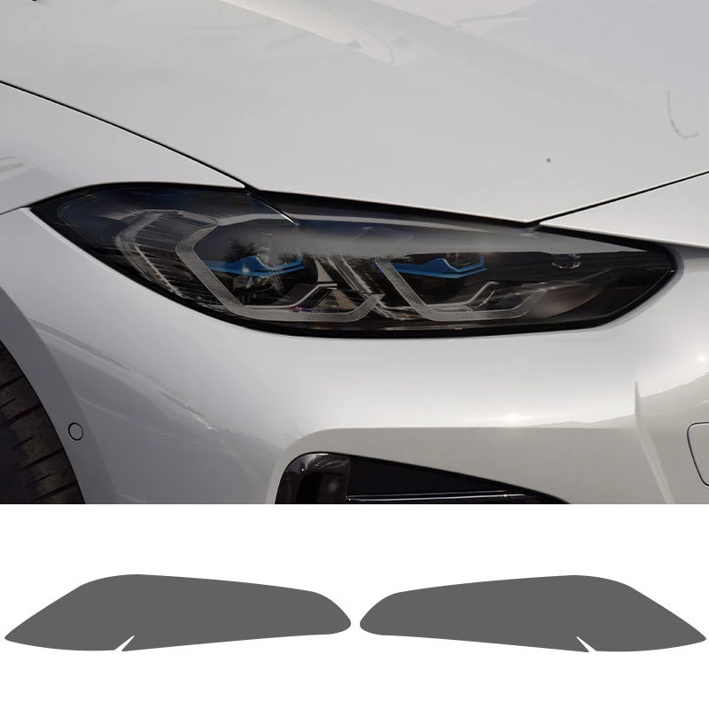 

For BMW 4 Series G22 G23 G26 2021 2022 2 Pcs M Performance Car Headlight Protective Film Transparent Smoked Black TPU Stickers
