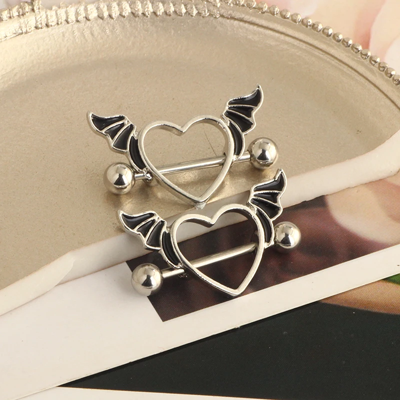 14G Nipple Rings 316L Surgical Steel Heart CZ Tongue Barbell Body Piercing Shield Ring Set Inches nipple piercings