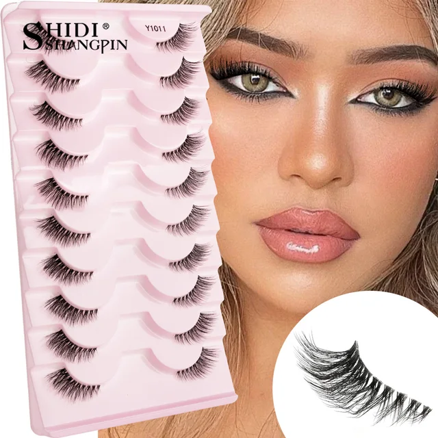 SHIDISHANGPIN Half Lashes Cat Eye Lashes 3D Natural Winged End Eye Elongated Eyelashes Fox Eye lashes Faux Mink Eyelashes Makeup