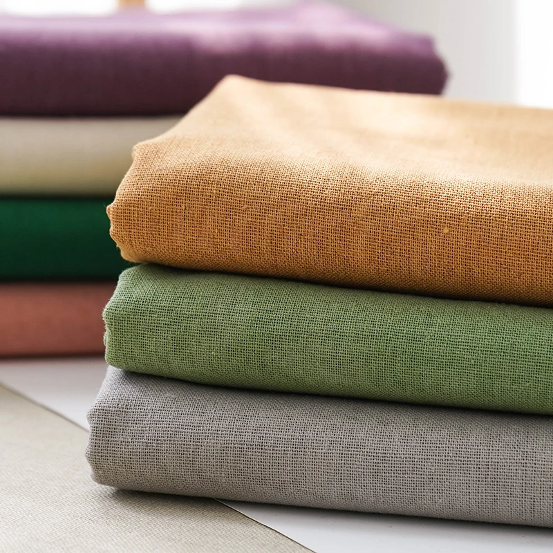 0.5/1/2 Yard Cotton Linen Fabric Colorful Patchwork Seam Material Solid Color DIY Curtain Home Textile Tablecloth Sewing Fabric - 6