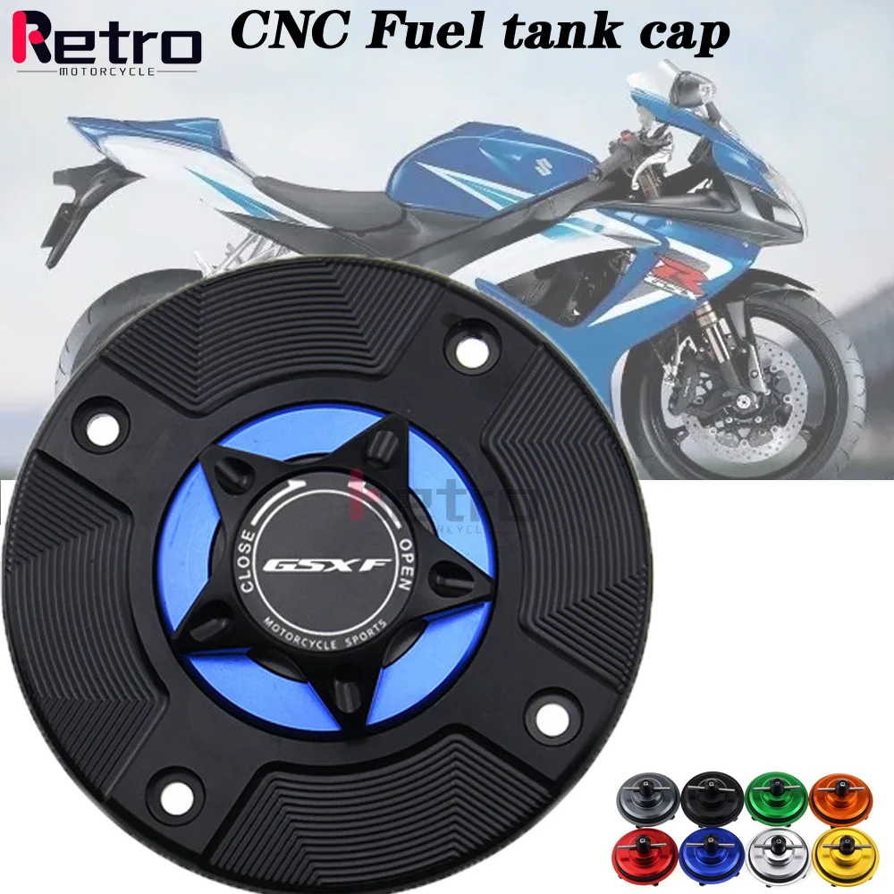 

108mm Aluminum Motorcycle Fuel Tank Gas Cap Cover Keyless for Suzuki GSX600F GSX 600F GSX600 F 1998-2001 CNC Quick Release Cover