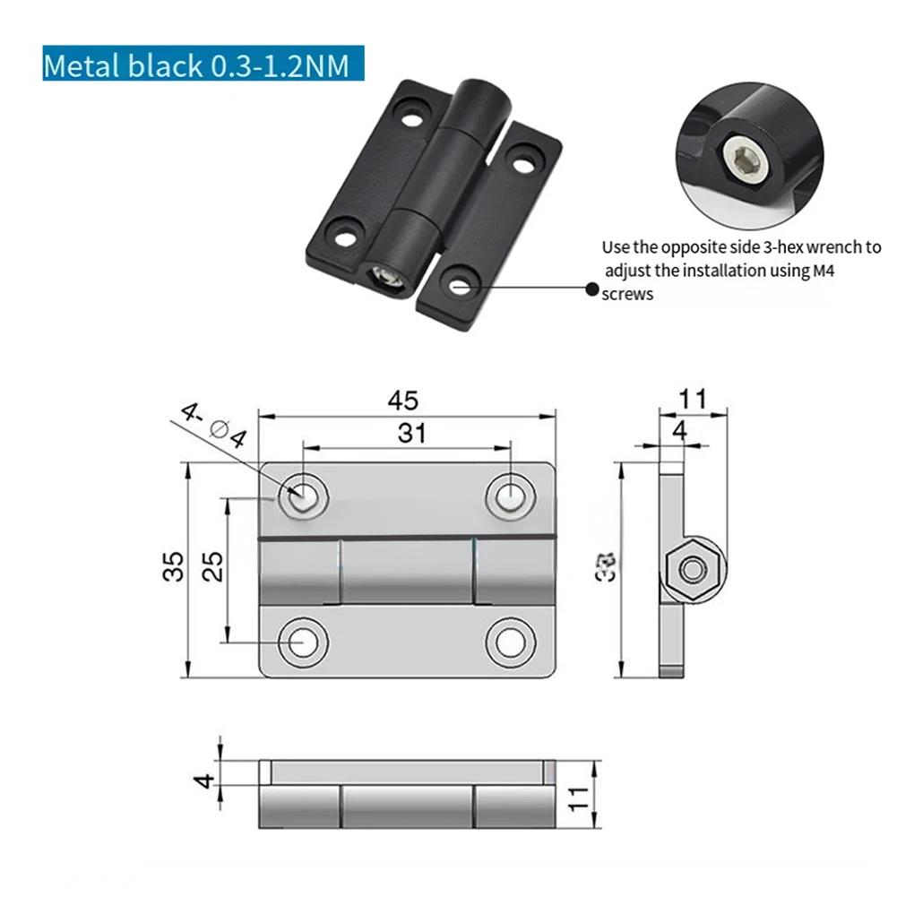 Description Picture 5 of item2PCS Free Stop Positioning Stop Flat Hinge Adjustable Torque Damping Hinge Shaft Bisagras Plegables Dobradicas Para Moveis Hinge
