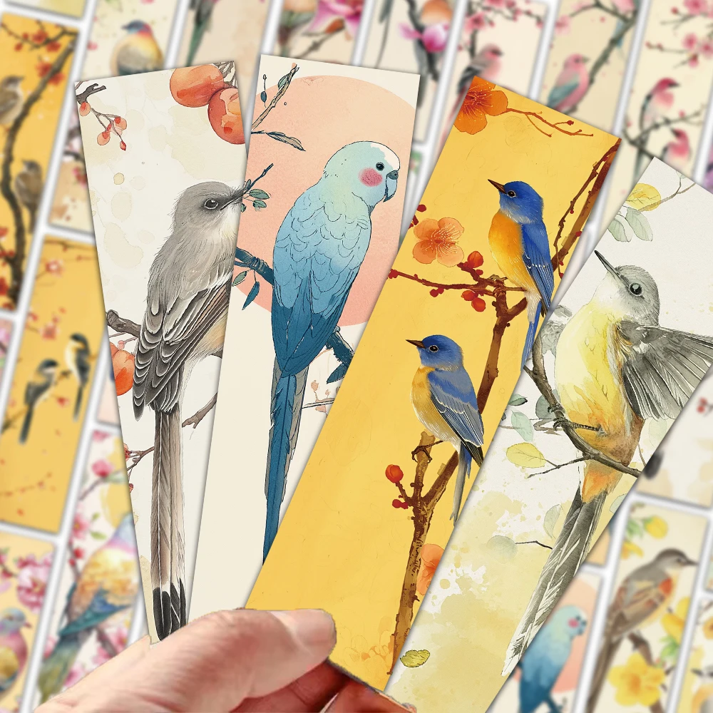 30pcs Cute Bird Bookmark Magpie Sparrow Swallow Cartoon Decoration Reading Book Page Annotation Book Students Use Paper Cards