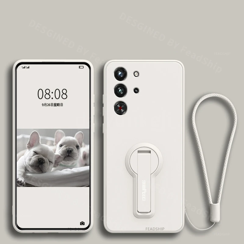 Shockproof Silicone Phone Case with Holder and Screen Protector - Soft Cover