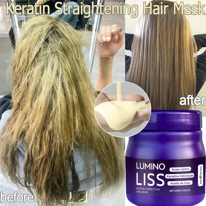 250g Keratin Straightening Hair Mask Restore Hair Soften Gloss Straightener Deep Repair Conditioner For Dry Damaged Frizzy Hair