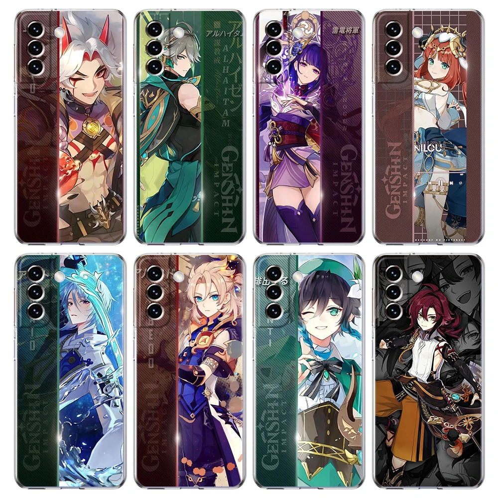 

Amine Genshin Impact Game Phone Case for Samsung Galaxy S23 S20 FE S22 S21 Ultra M22 M32 S10 S10E S9 S8 Plus Transparent Shell