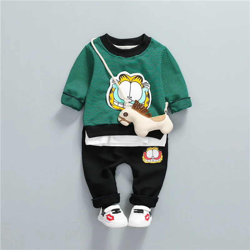

Infant Clothes Baby Girls Boys Clothing Sets Stripe T Shirt Pants 2 Pieces Suit Cartoon Children Outfits Toddler Kids Sportswear