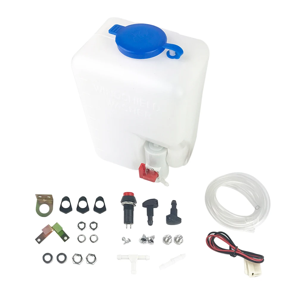 Kit Lavavetri Universale Per Auto 12V - Serbatoio 1.8L Con Pompa, Tubo E Cablaggio, Ricambio Completo - 6