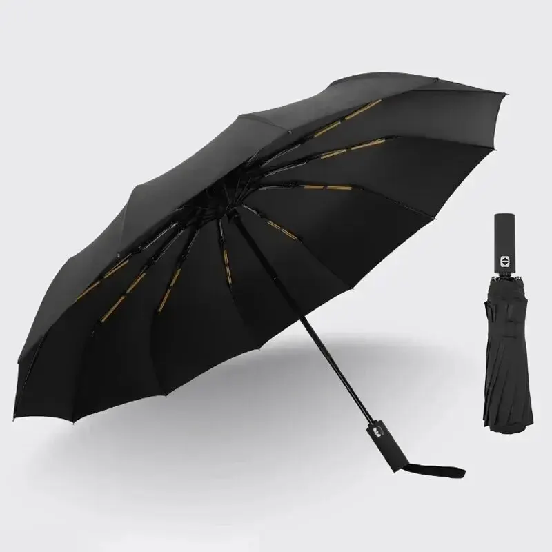 12 Bone Black Glue Fully Automatic Umbrella With Thick And Durable Keel Three Fold Umbrella UV Resistant Folding Umbrella 2
