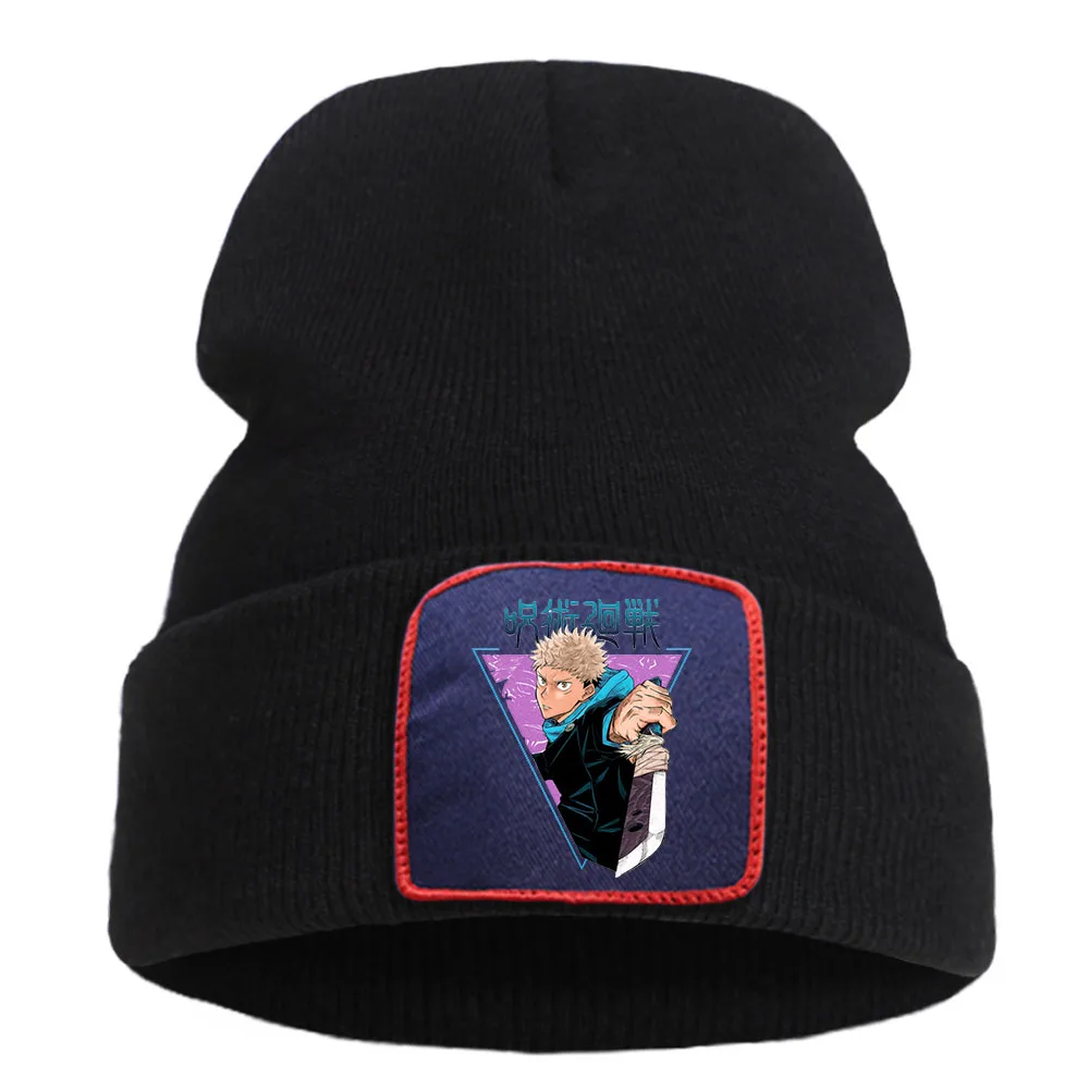 

Winter Warm Unisex Hat Quality Winter Knitted Cap Cotton Flexible Wool Hat Jujutsu Kaisen Yuji Itadori Soft 2020 Beanie Caps