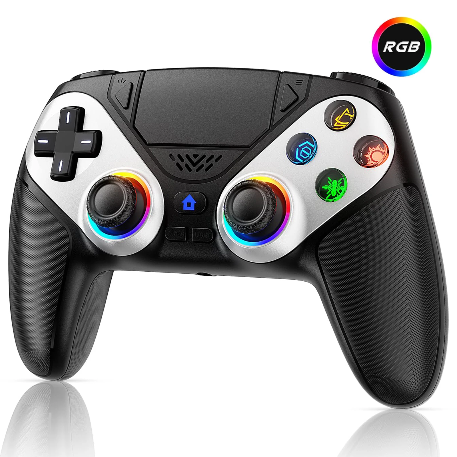 ตัวเลือกสินค้า จอยเกมไร้สาย RGB สำหรับ PS5 พร้อมฟังก์ชัน Turbo และ Marco