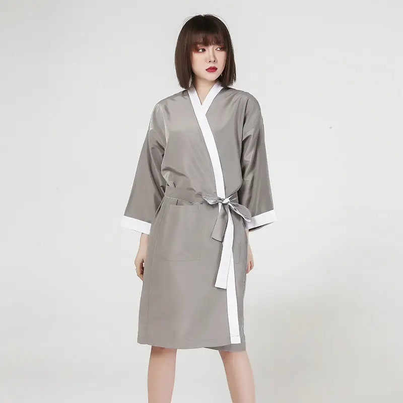 Abito da salone per clienti, mantella, parrucchiere, servizio clienti, taglio dei capelli, grembiule, tessuto avvolgente, tintura per capelli, stile kimono, fornitura spa - immagine 3