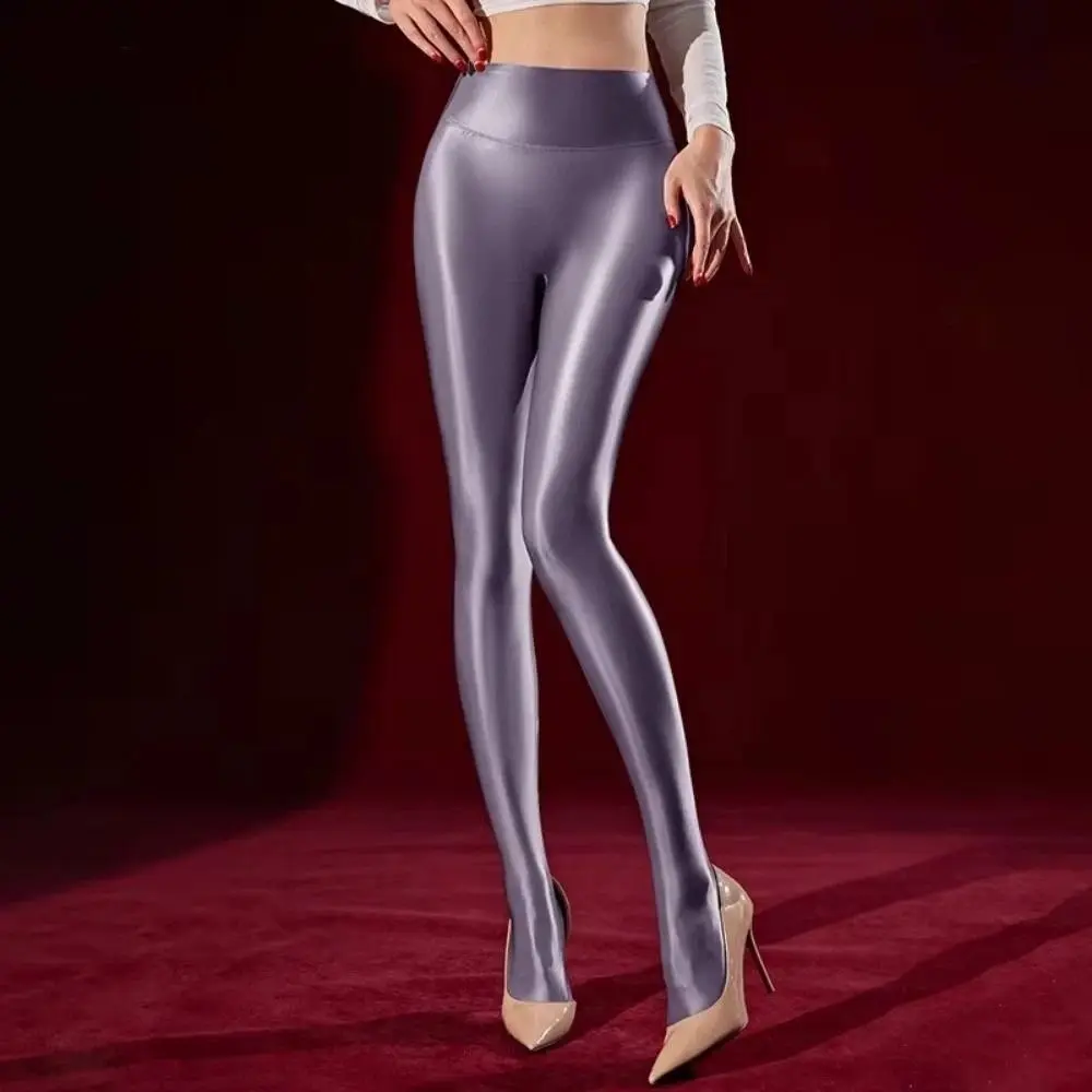 Hochwertige 360° Nahtlose Glänzende Strumpfhose, Glatte Frühling-Herbst Seidige Feinstrumpfhose, Dünne Bequeme Tanz- und Yoga-Leggings für Damen – Detail 10