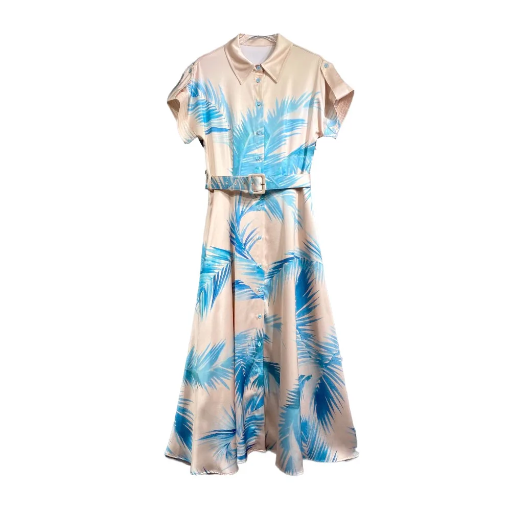 

Атласное однобортное платье Doris с забавным принтом, модные женские повседневные платья миди с коротким рукавом, праздничные платья, лето 2024