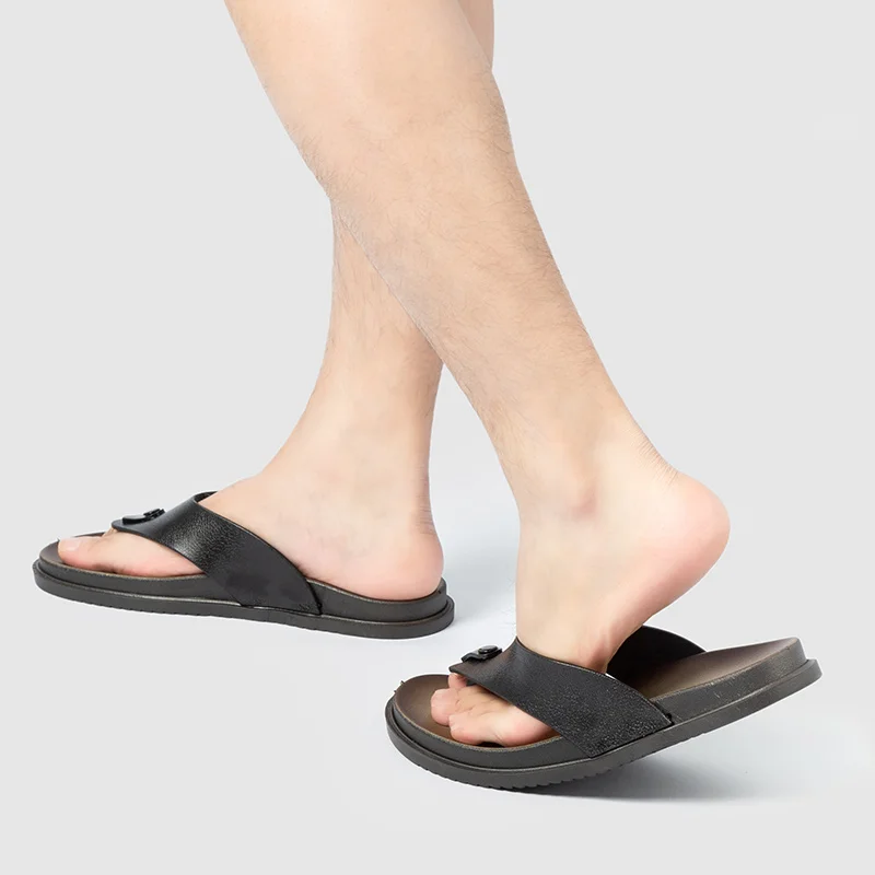 2024 New Summer Men's PVC Flip-Flops Non-Slip Casual Outdoor Wear Fashion Thick-Soled Beach Shoes Soft Comfortable Men Slippers