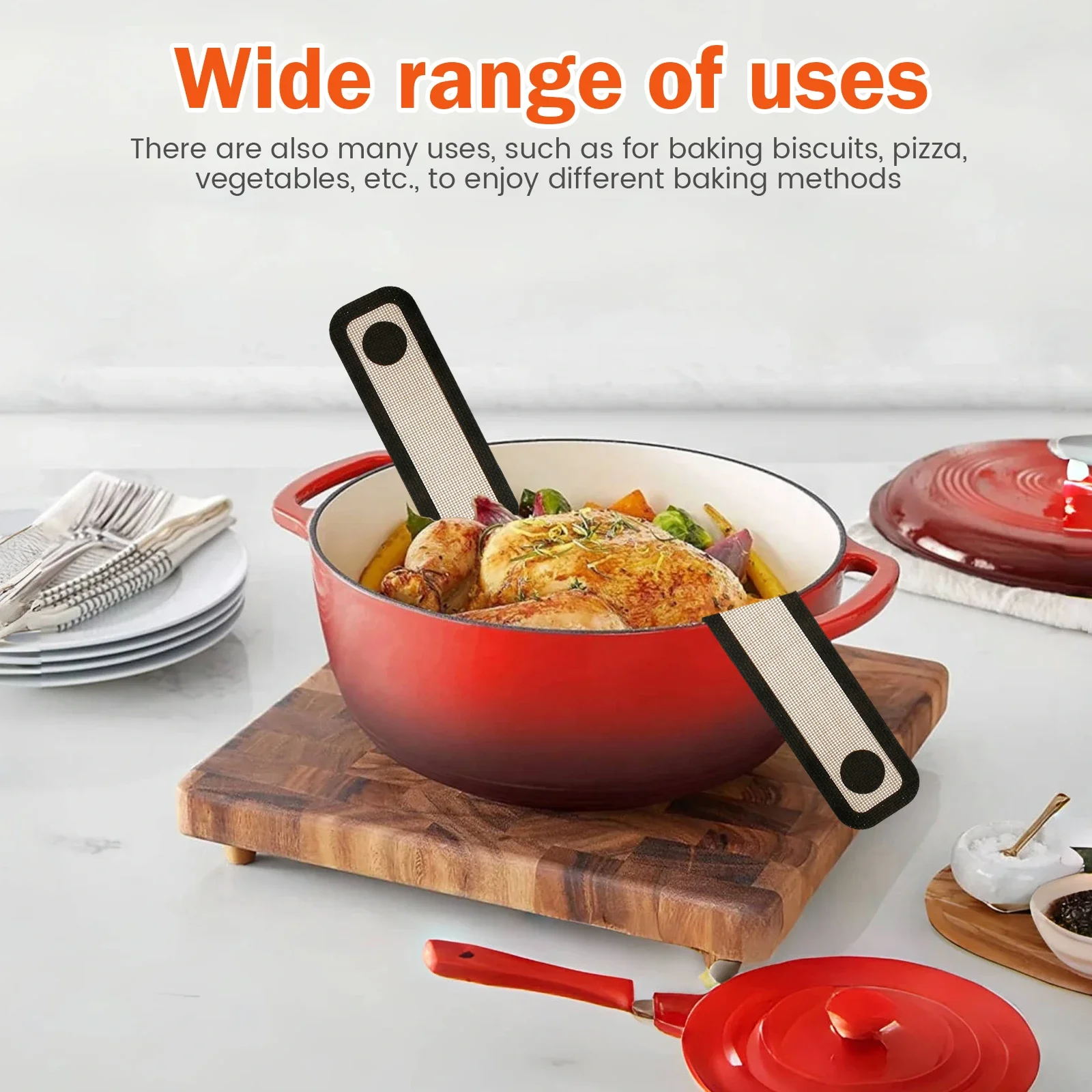 Silicone Bread Sling Non-stick Bread Mat Long Handle Heat-Resistant Sourdough Baking Mat Dough Pastry 2Pcs