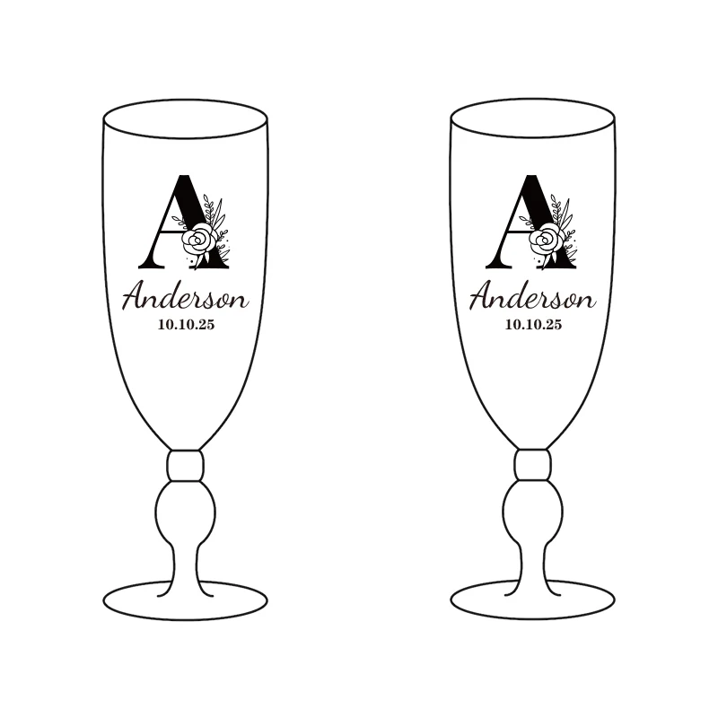 Personalisierte Hochzeit Champagnerflöte Benutzerdefinierte Lasergravur Herr und Frau Glasflöte Tasse Valentinstag dekoriert Champagnerflöte Geschenk – Detail 6