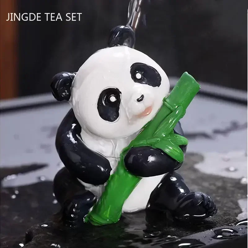 Color-changing Resin Tea Pet Ornaments Lovely Fox Swan Panda Statue Crafts Office Home Tea Table Decoration Tea Set Accessories