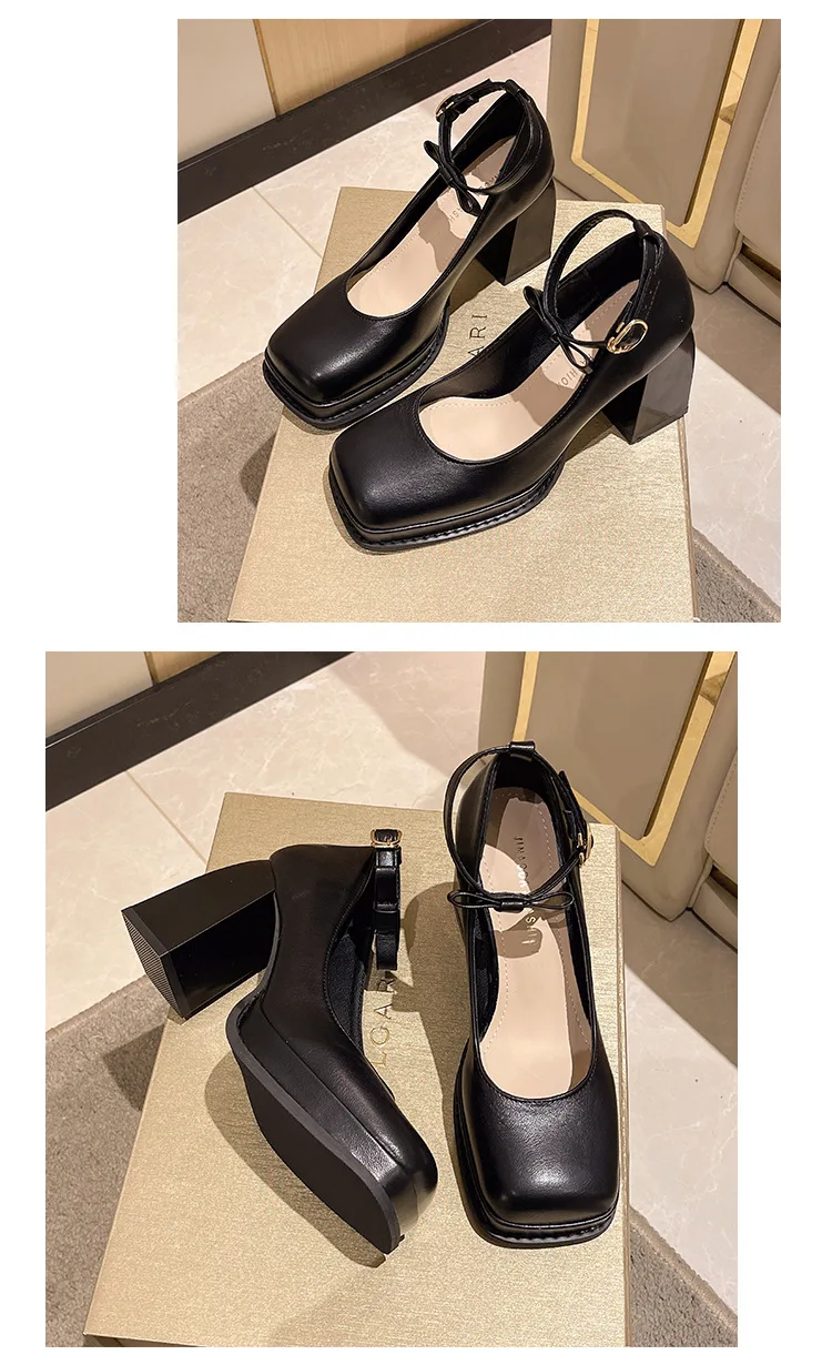 Buy Women's Round Toe Ankle Strap Mary Janes Platform Low Heel Chunky Pumps  Oxford Dress Shoes Black at Amazon.in