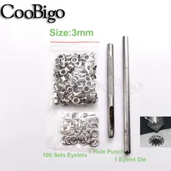 Versatile Metal Eyelet Grommet Punch Tool Set for Fabric and Crafting Projects (Dia. 3mm)