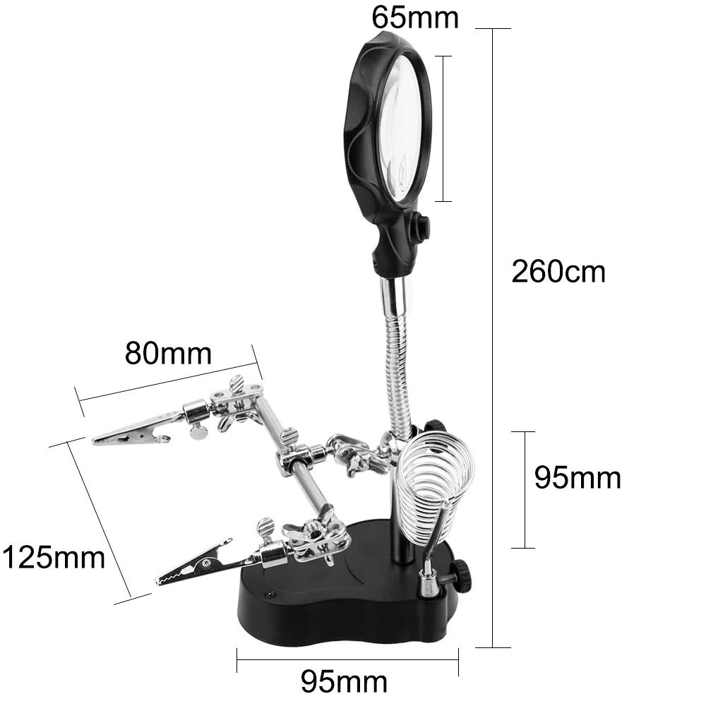 Third Hand Helping Magnifier LED Lighting Soldering Stand Welding Equipment Repair Tool Auxiliary Tool Desktop Soldering Holder electronics soldering kit