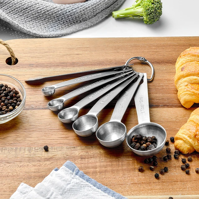 7Pcs Measuring Cups Set Stainless Steel Measuring Coffee Spoon