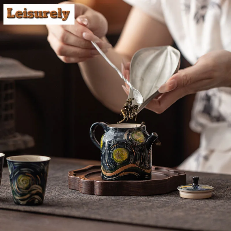 Hand-painted Starry Sky Oil Painting Tea Set Complete Set Antique Tea Ceremony Set Teapot And Tea Cup Set Chinese Tea Set Craft