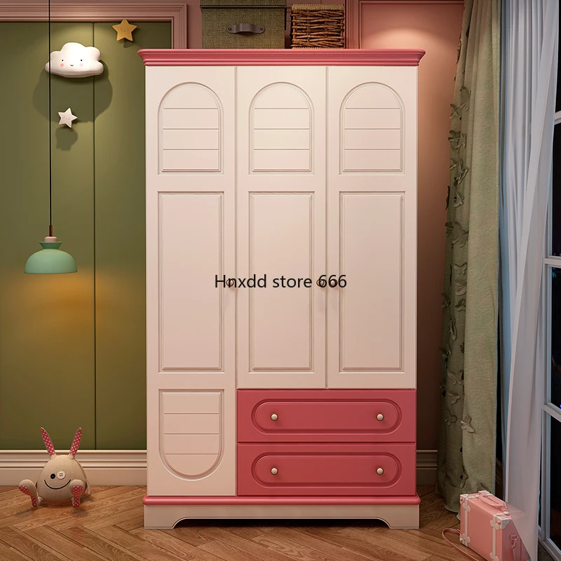 Pink Modern Girls Children's Coat Cabinet