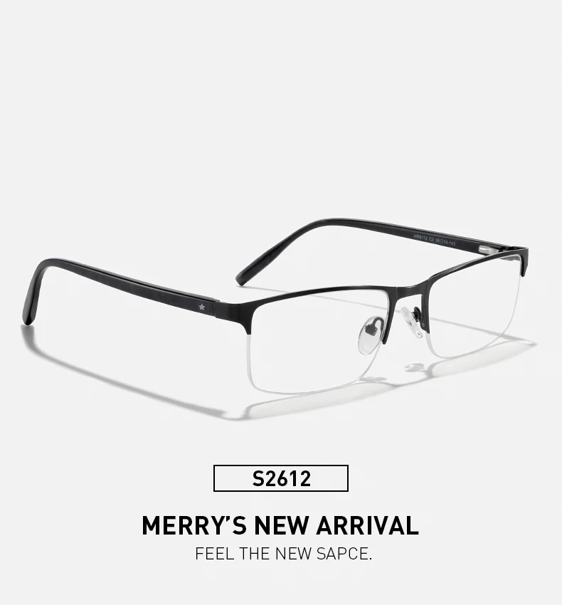 MERRYS DESIGN Titanium Alloy Glasses Frame For Men Women Square Half Frame Acetate Legs Myopia Prescription Eyeglasses S2612